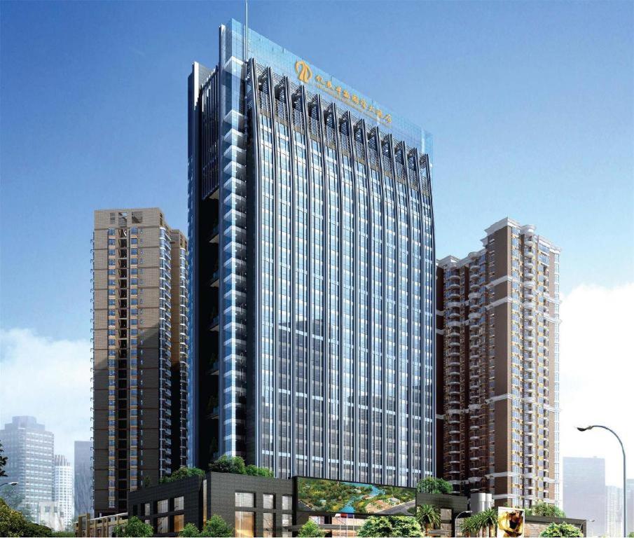 una representación de un edificio alto en una ciudad en YM Gold Olives Harmony International Hotel, en Shenzhen