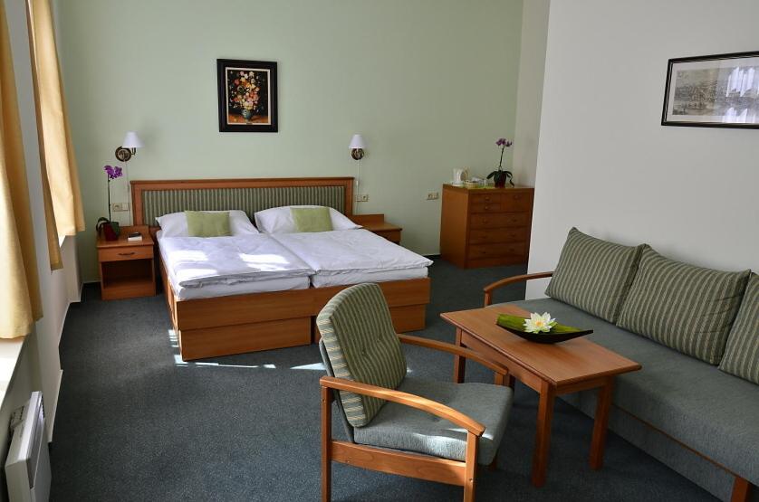 Postel nebo postele na pokoji v ubytování Castle Residence Praha