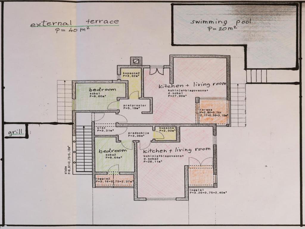 Plan piętra w obiekcie Modern Holiday Apartment with Private Pool