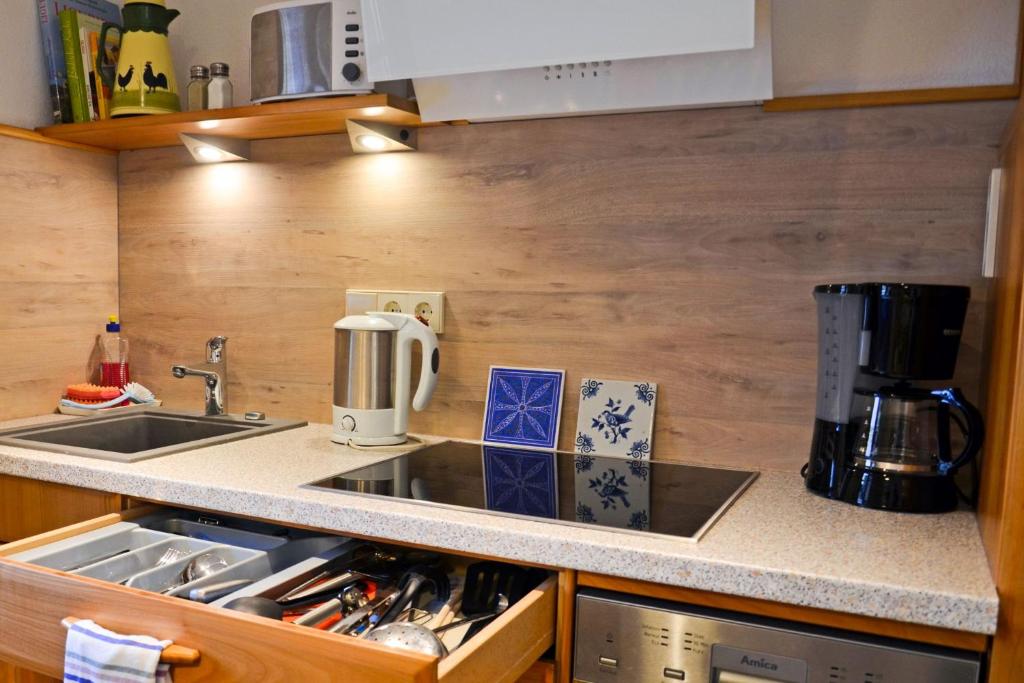 Kuchyň nebo kuchyňský kout v ubytování Ferienwohnung Sester