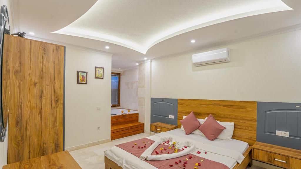 Postel nebo postele na pokoji v ubytování villa berrak