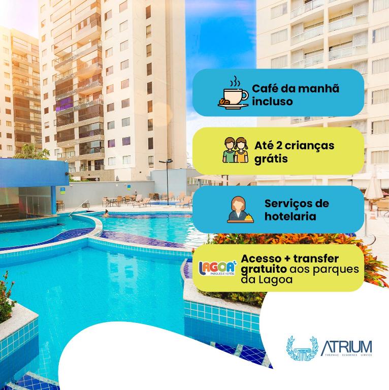 カルダス・ノバスにあるAtrium Thermas - OFICIALの都市のプールの画像のコラージュ