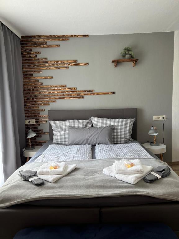 Postel nebo postele na pokoji v ubytování Pension Villa Pangea