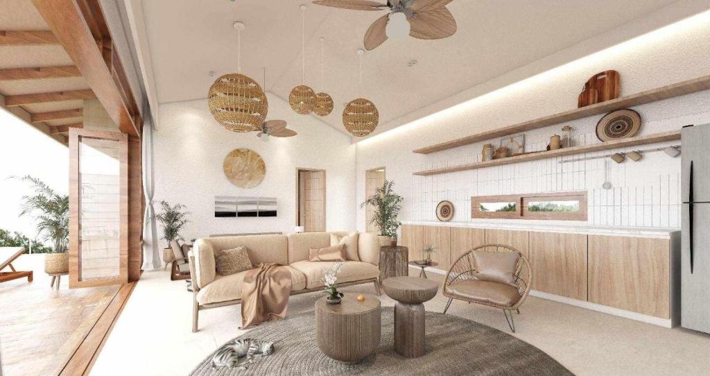 Posezení v ubytování Overthemoon Luxury Pool Villas