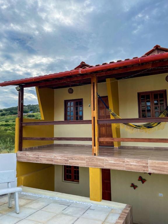 Balkón nebo terasa v ubytování Chalé Pé de Serra