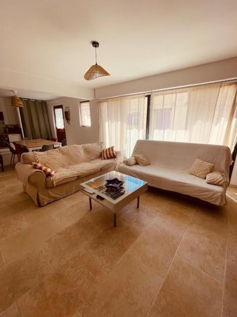 un salon avec deux canapés et une table basse dans l'établissement Montagnac Village House - Verdon, à Montagnac