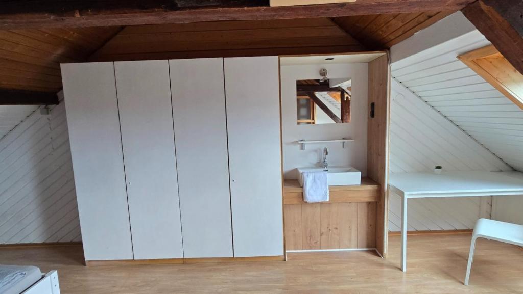 Kuchyň nebo kuchyňský kout v ubytování work & stay house in Linz