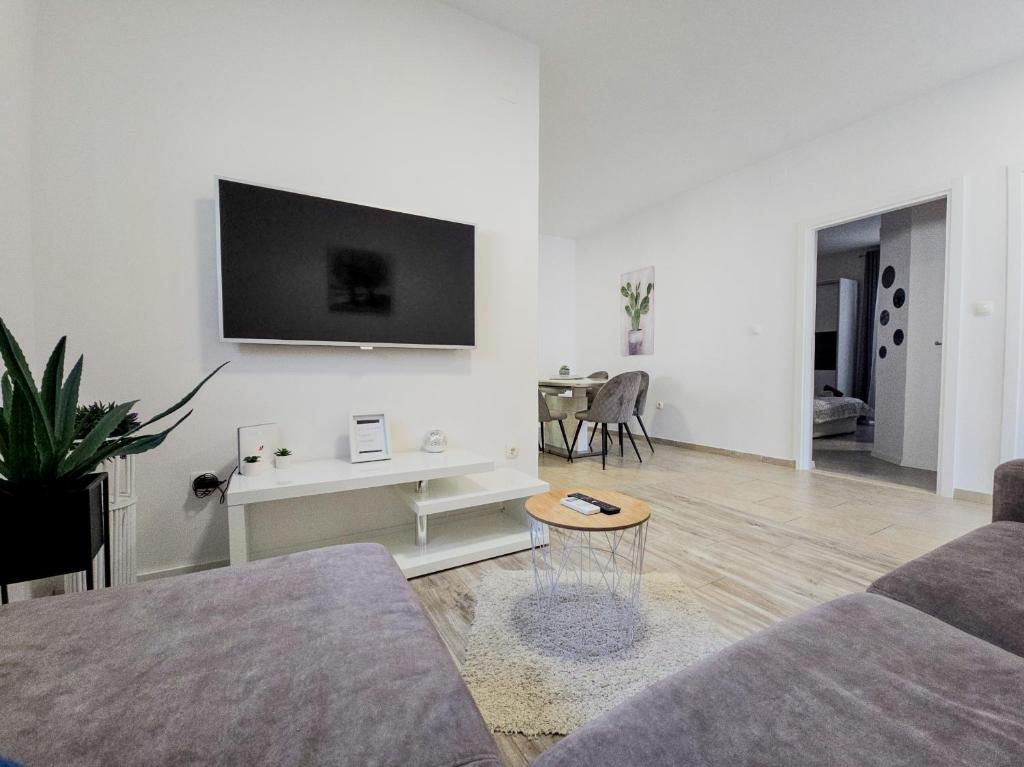 Televízia a/alebo spoločenská miestnosť v ubytovaní Apartment Milana