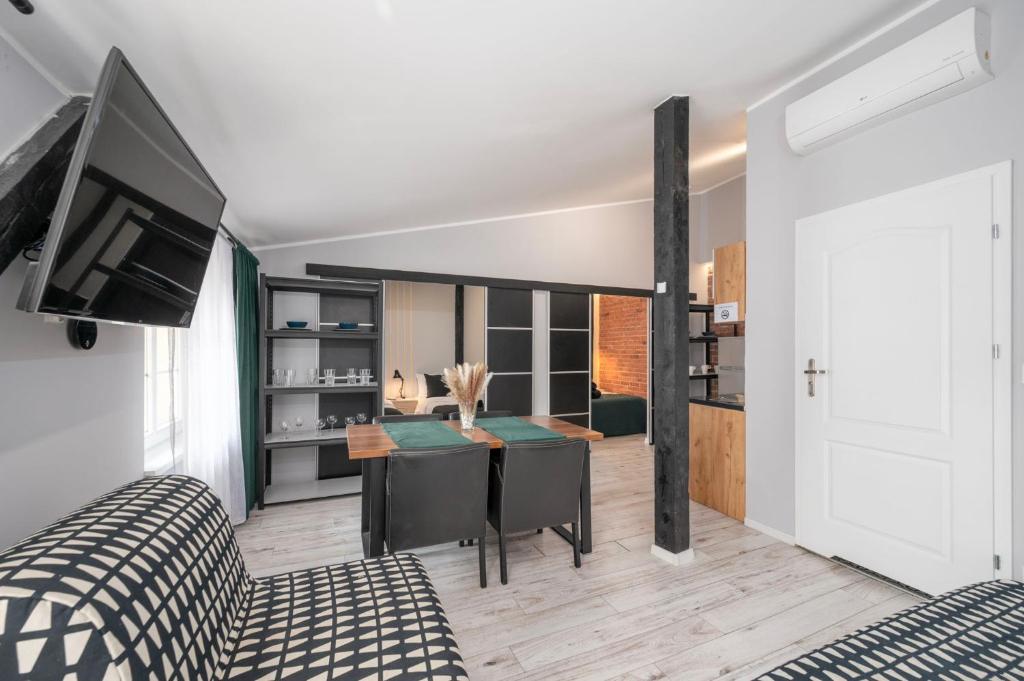 Televízia a/alebo spoločenská miestnosť v ubytovaní Kościelna Loft Apartaments