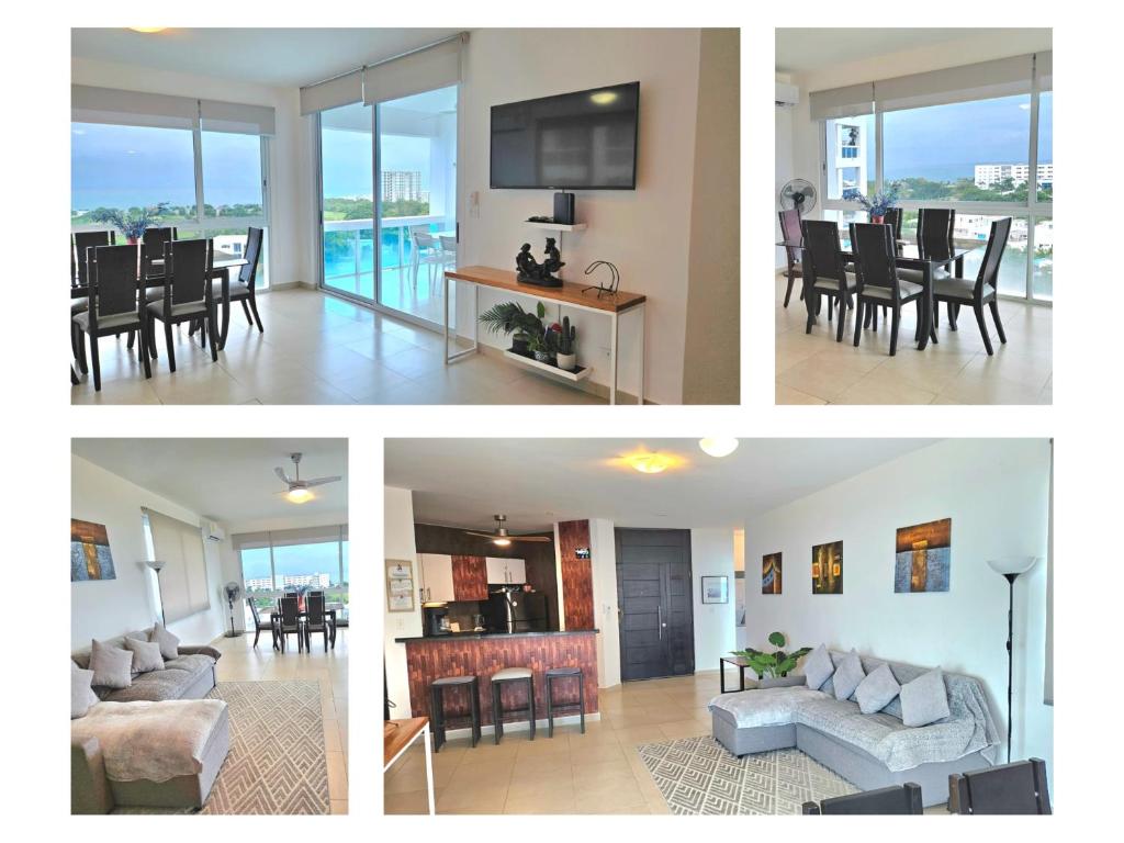 Posezení v ubytování Large Apartment with Ocean View