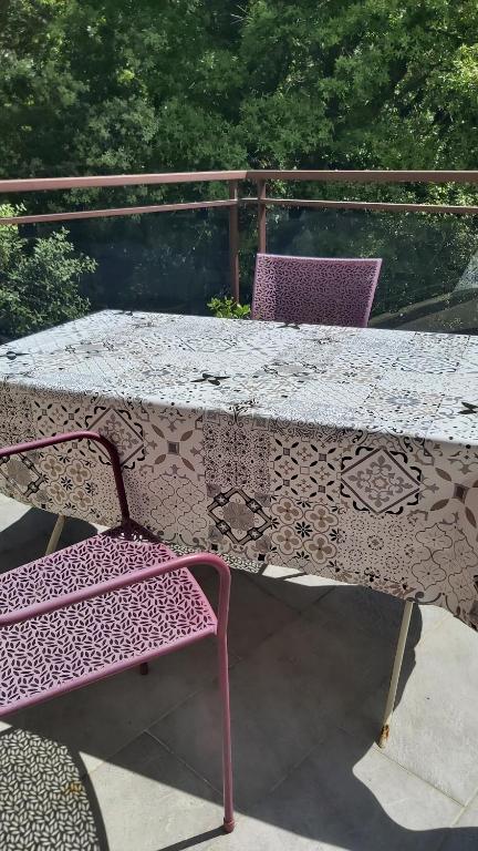 Balkón nebo terasa v ubytování " les chênes "