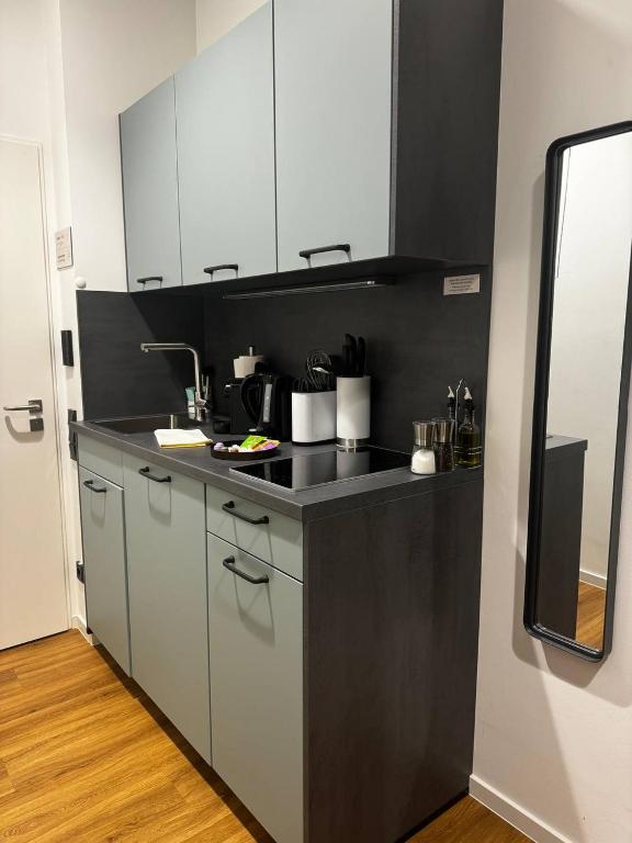 Kuchyň nebo kuchyňský kout v ubytování Dubulti wooden guesthouse