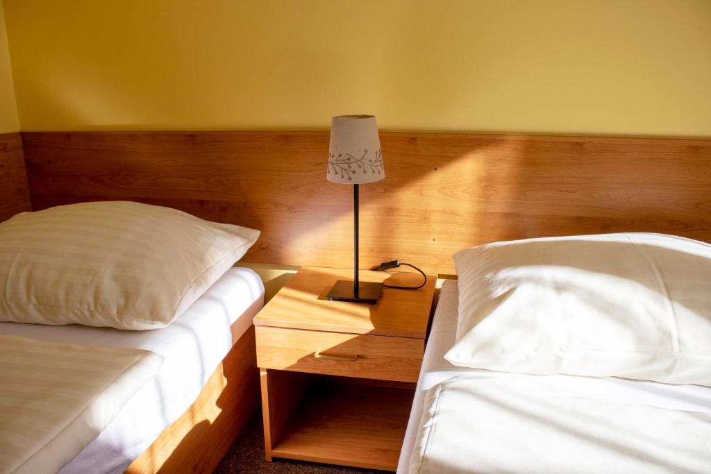Postel nebo postele na pokoji v ubytování Penzión Bojnice