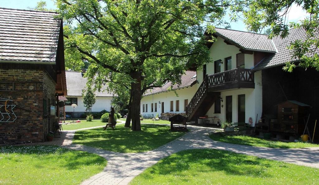 a house with a tree in the yard at Gästehaus Bohg in Burg