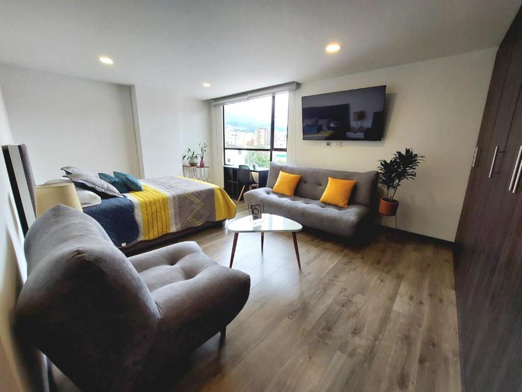 Χώρος καθιστικού στο Acogedor y central Apartamento !