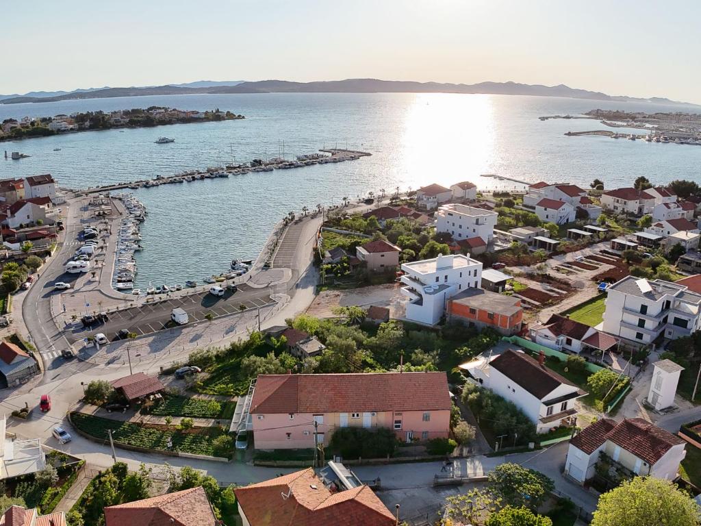 an aerial view of a small town next to the water at Holiday Home Marijana by Interhome in Sukošan
