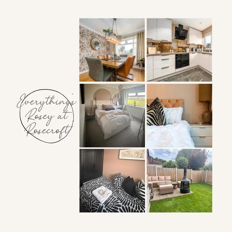 a collage of photos of a living room at Everythings Rosey at Rosecroft in Ormskirk