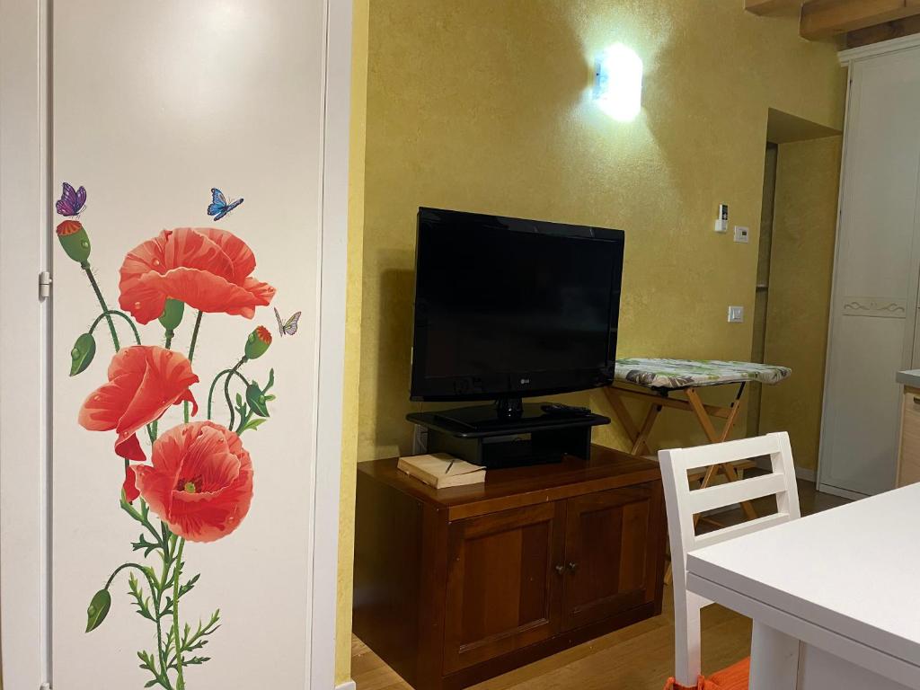 Televízia a/alebo spoločenská miestnosť v ubytovaní Casa di Sabry