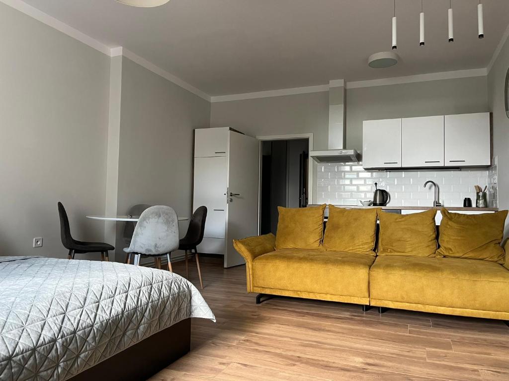 Kuchyň nebo kuchyňský kout v ubytování DORMIDARE Apartments Mladá Boleslav