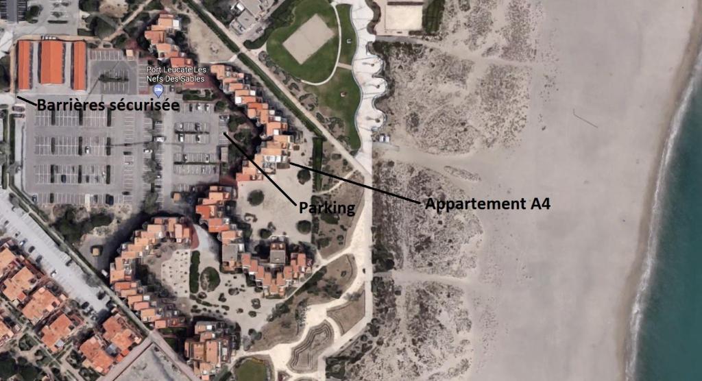 une carte de l'emplacement approximatif d'un appartement sidx dans l'établissement Carpe diem, à Port-Leucate