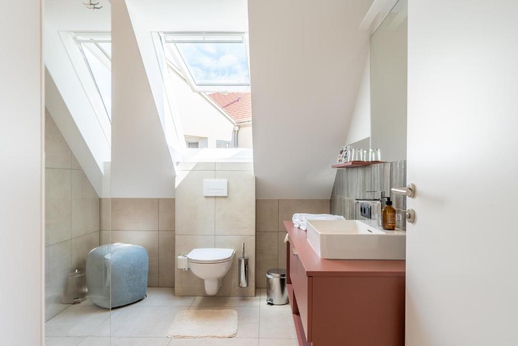 Koupelna v ubytování Apfelland Hideaways