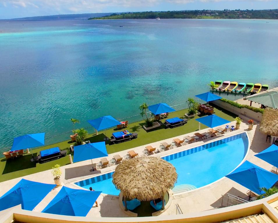 an aerial view of the pool at the resort at Grand Hotel & Casino in Port Vila