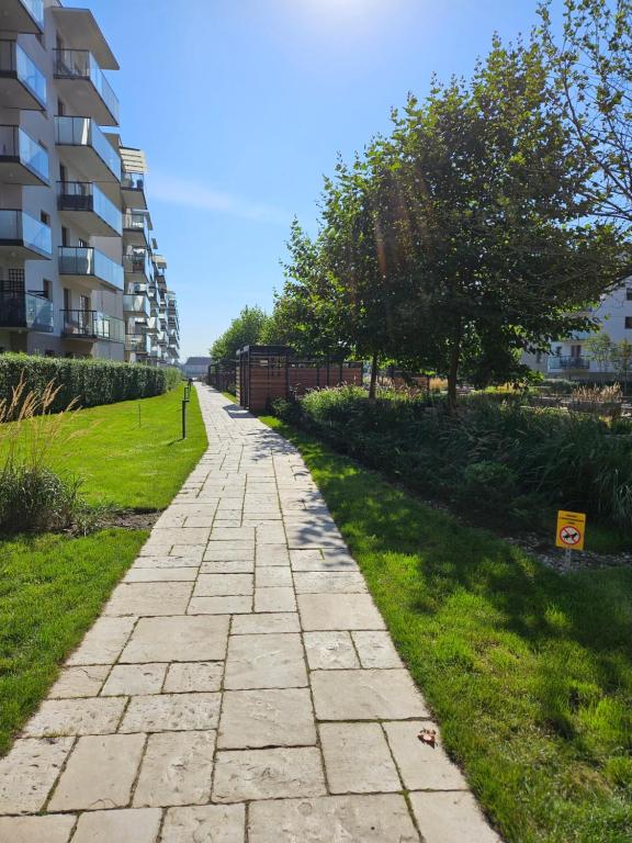 Vonkajšia záhrada v ubytovaní Biała Perła Apartment