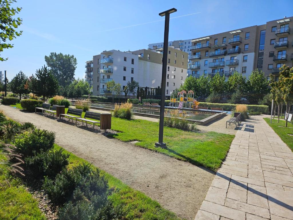 Vonkajšia záhrada v ubytovaní Biała Perła Apartment