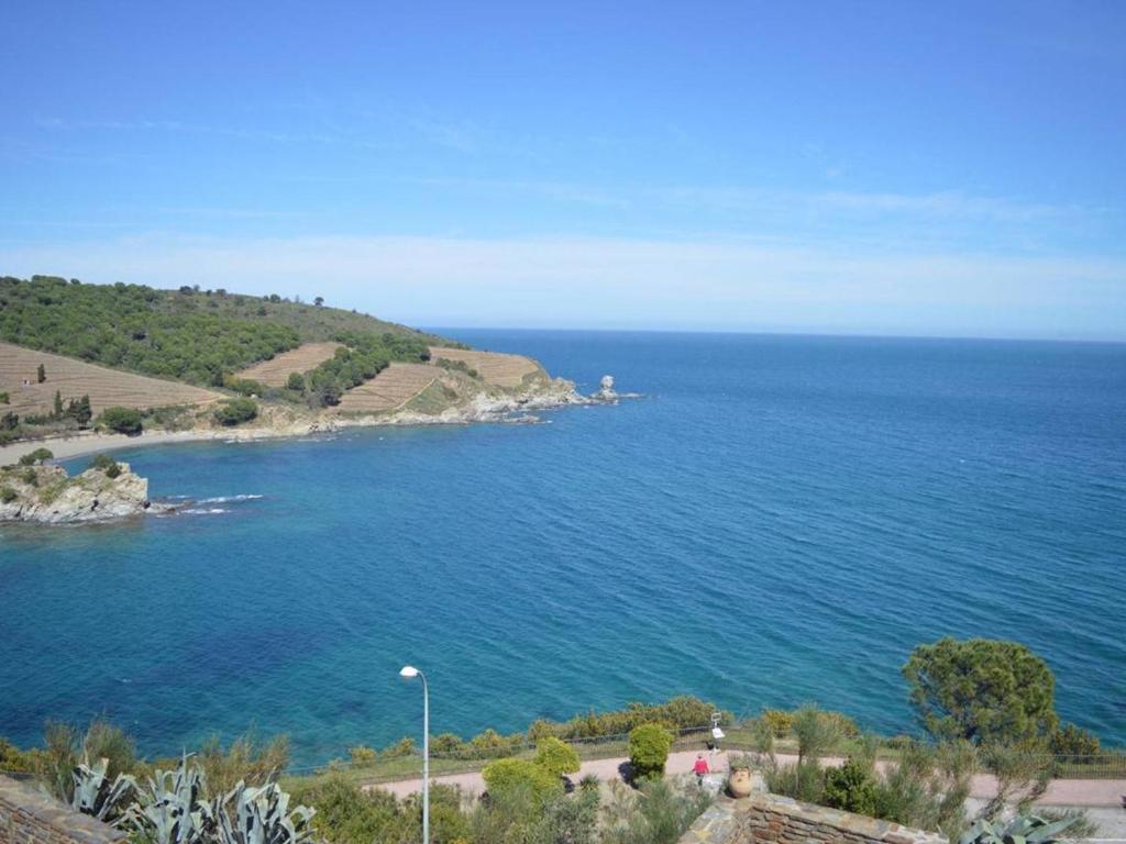 une vue sur une grande étendue d'eau dans l'établissement Appartement lumineux 2 pièces avec vue mer, parking et Wifi à Banyuls-sur-Mer - FR-1-225C-16, à Banyuls-sur-Mer
