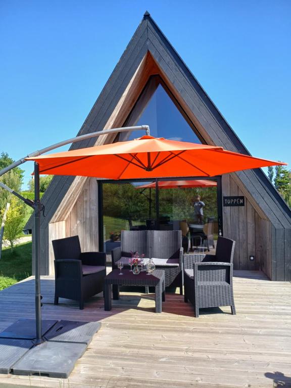 Patio nebo venkovní prostory v ubytování Au Dolmen de Kerhus "Toppen"