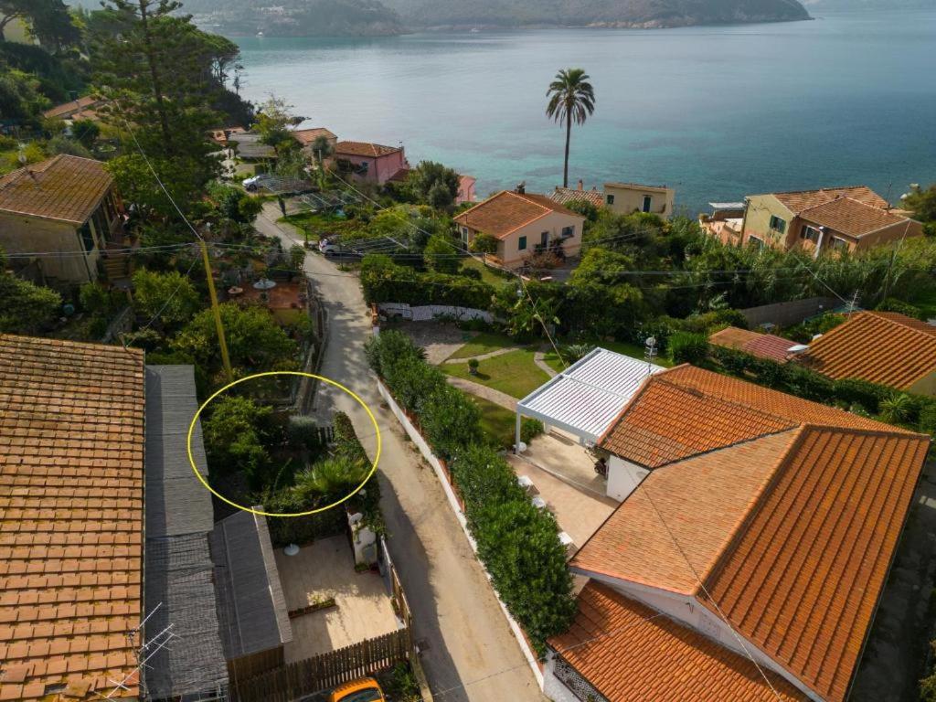 费拉约港Un Giardino Sul Forno - Goelba的鸟瞰小镇，房屋与海洋