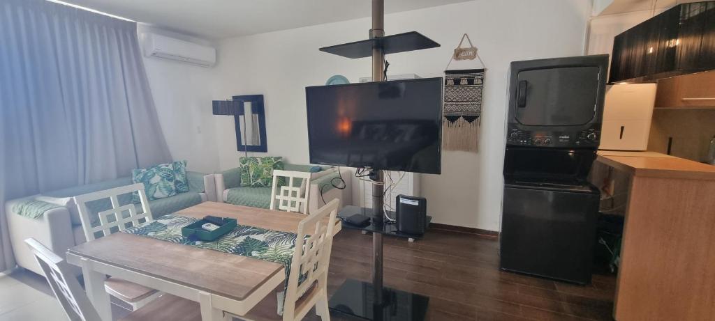 TV a/nebo společenská místnost v ubytování Estudio con vista al jardìn en Town Center Playa Blanca Panama