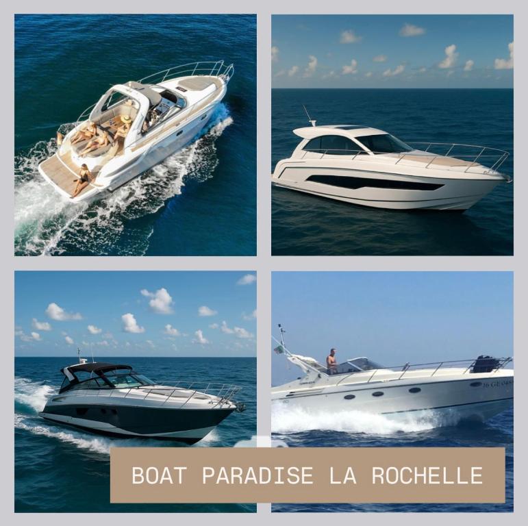 un collage de quatre photos d'un bateau sur l'eau dans l'établissement Expérience sur un bateau - Conforme au nouveau règlement, à La Rochelle