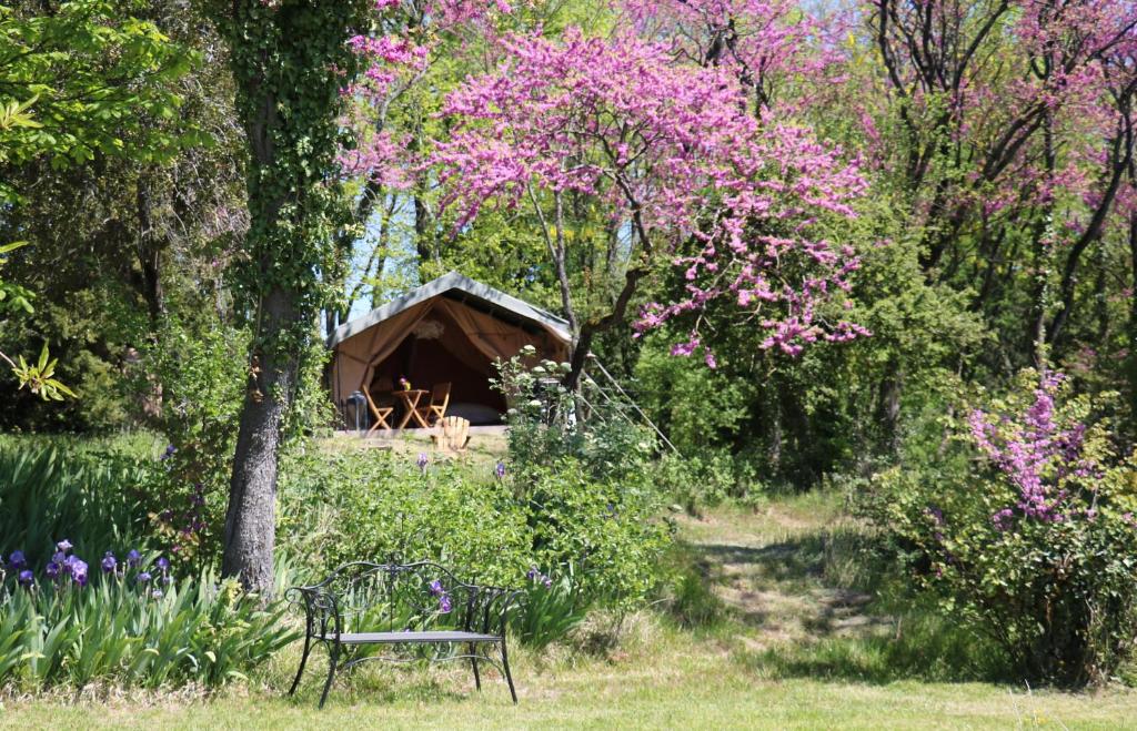 Zahrada ubytování Les Toiles de La Tortillère tentes luxes safari lodge glamping insolite