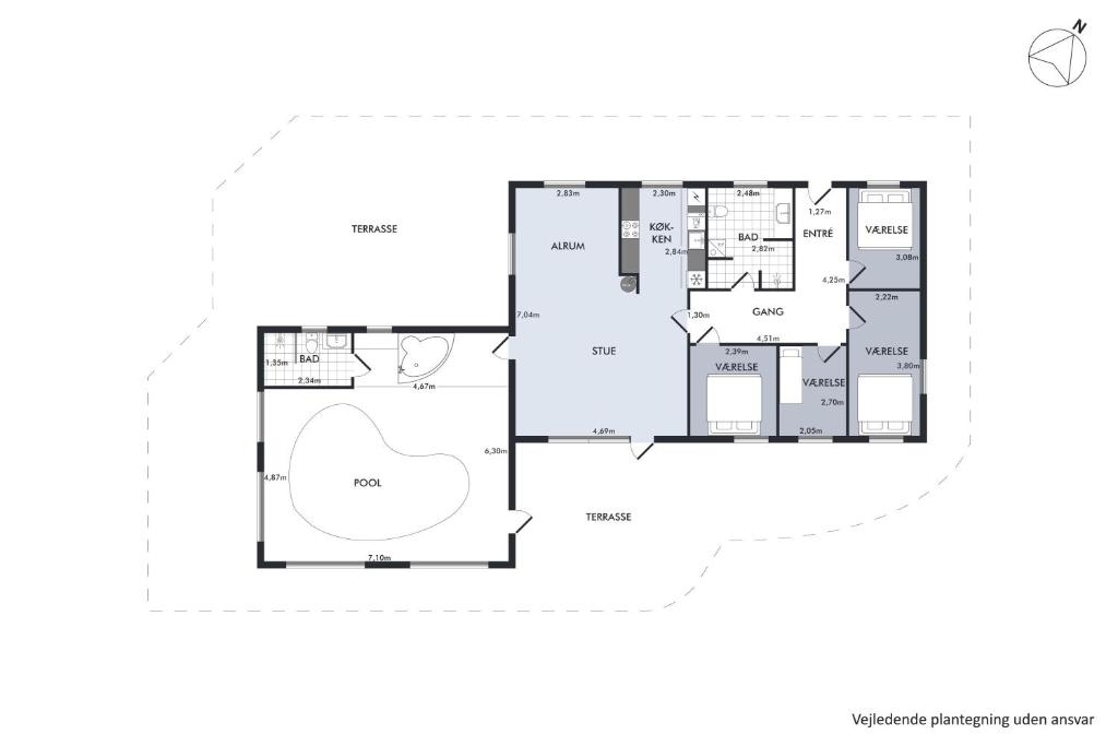 Půdorys ubytování Nice Home In Ebeltoft With 4 Bedrooms, Swimming Pool And Wifi