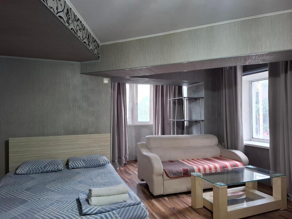 Postel nebo postele na pokoji v ubytování Apartment in street Kievskaya 49