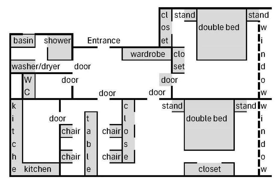 un diagramma a blocchi di un diagramma di flusso di two double bedrooms in center a Vienna