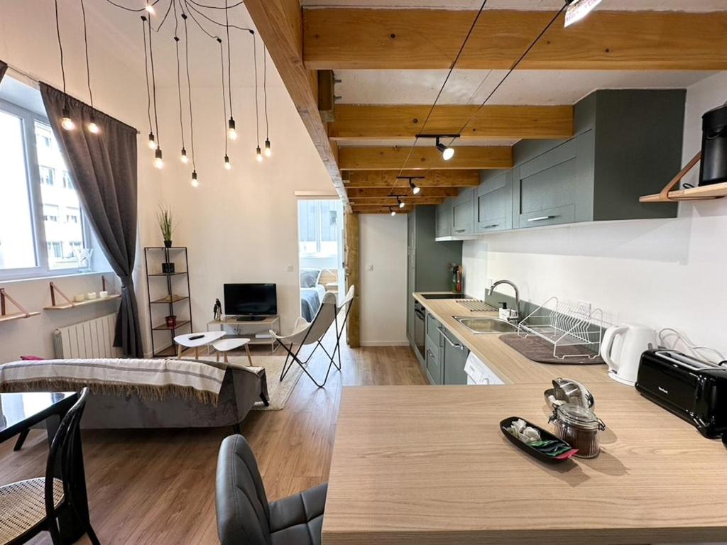 Kuchyň nebo kuchyňský kout v ubytování Loft spacieux et lumineux à 200m du Scorff