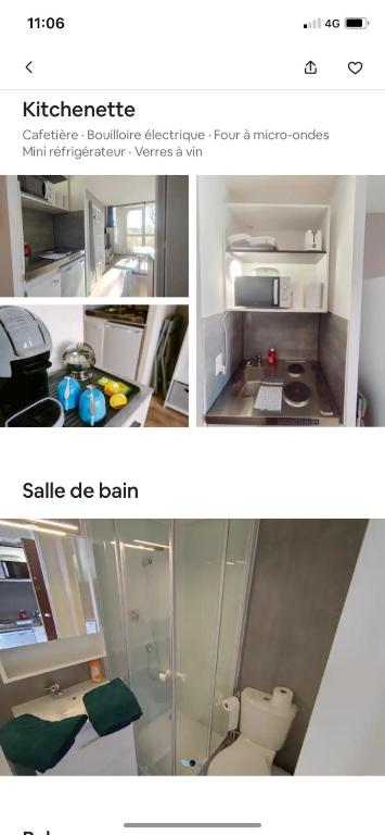 un collage de deux photos d'une cuisine dans l'établissement Appartement Toulouse Crampel, à Toulouse