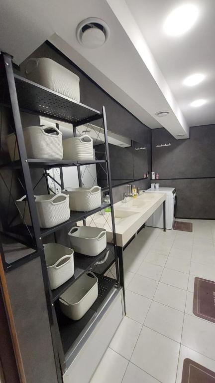 Kuchyň nebo kuchyňský kout v ubytování Private rooms Sololaki