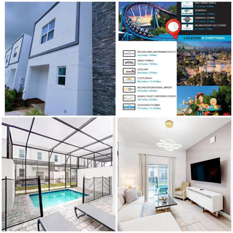 达文波特Luxury 4 BR Den w Private Pool close to Disney Golf Clubs Pet Friendly的房屋照片的拼贴