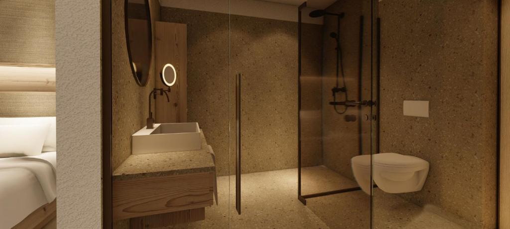 A bathroom at Hotel Zauchenseehof