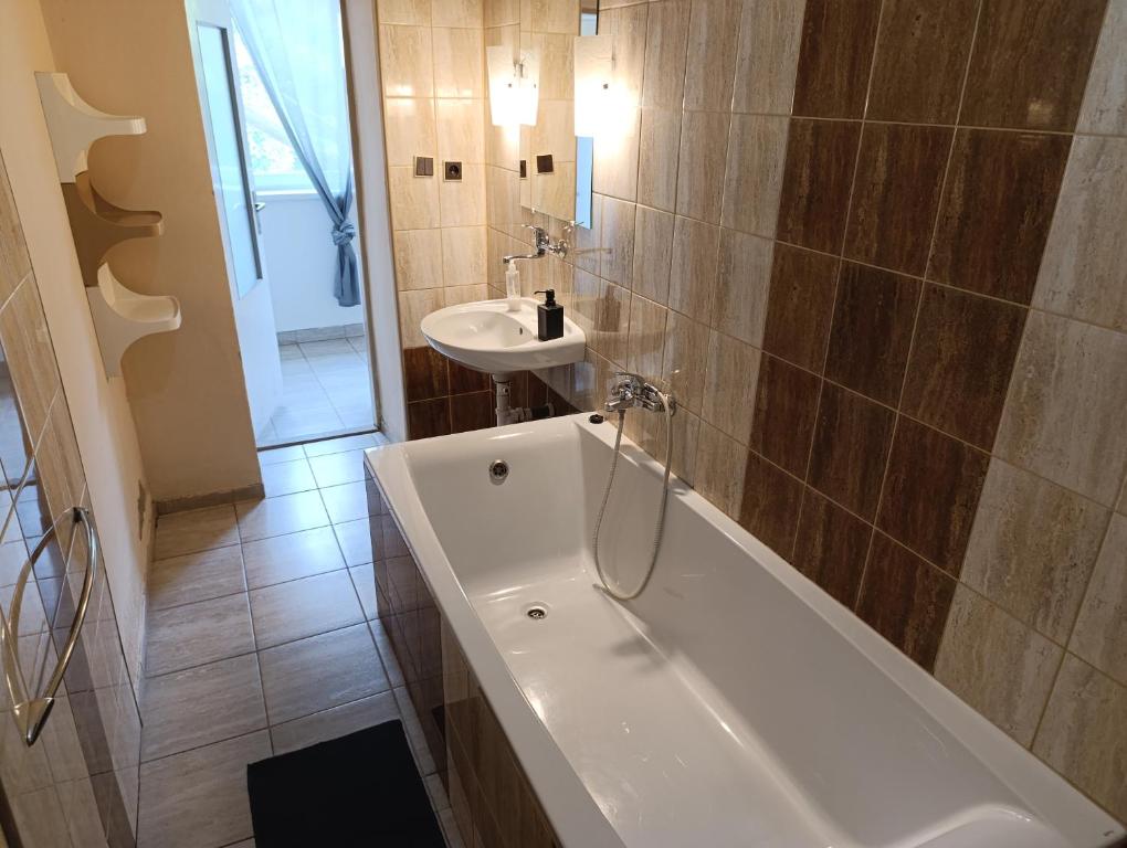 A bathroom at Village Park