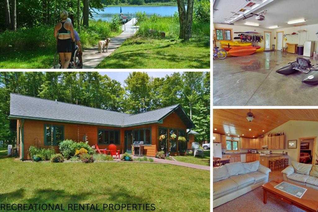 a collage of four pictures of a house at Namakagon Landing Condo in Cable