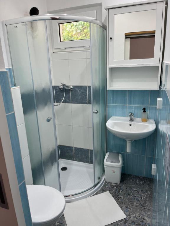 Koupelna v ubytování Bungalow Putim