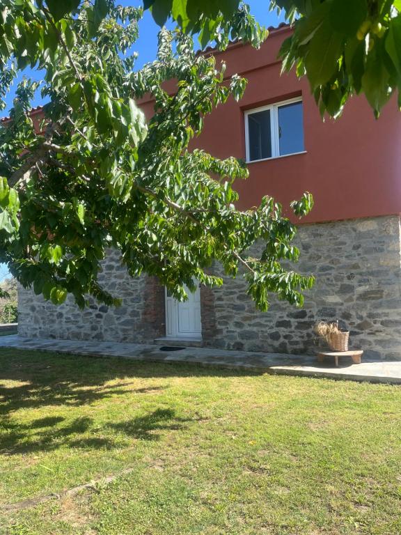 a house with a tree in front of it at Stone House in Dikella in Dhíkella