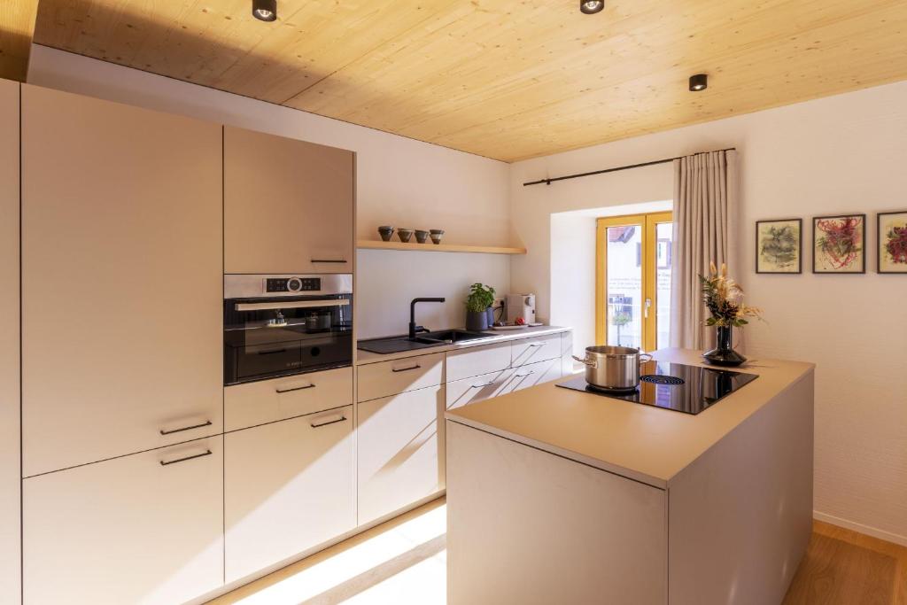 Kuchyň nebo kuchyňský kout v ubytování Apartments Bären