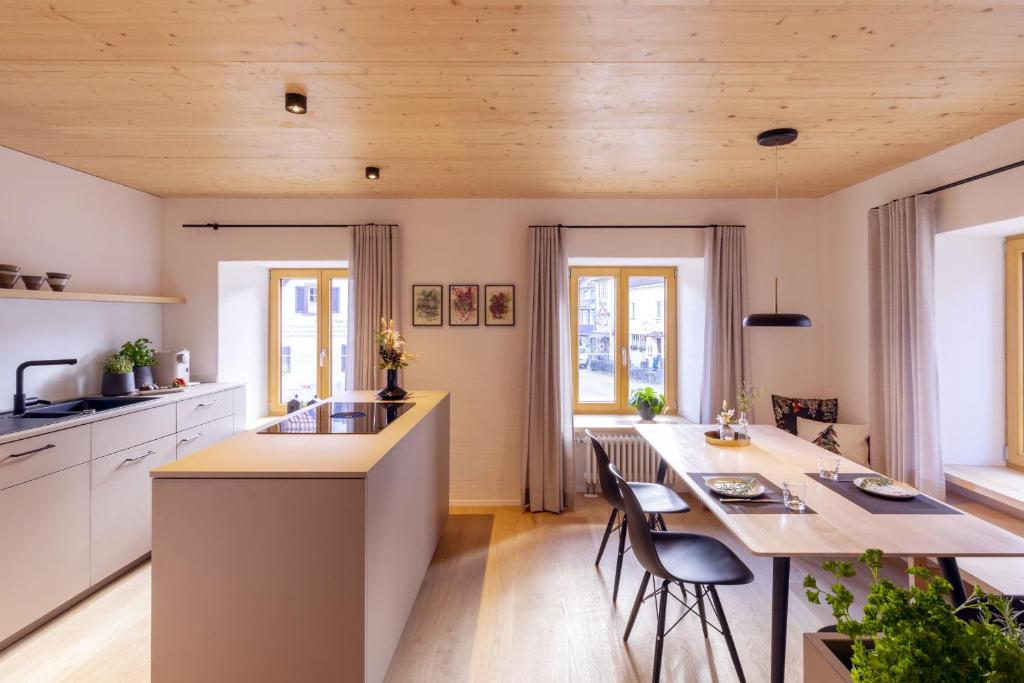 Kuchyň nebo kuchyňský kout v ubytování Apartments Bären