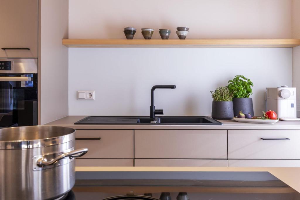 Kuchyň nebo kuchyňský kout v ubytování Apartments Bären