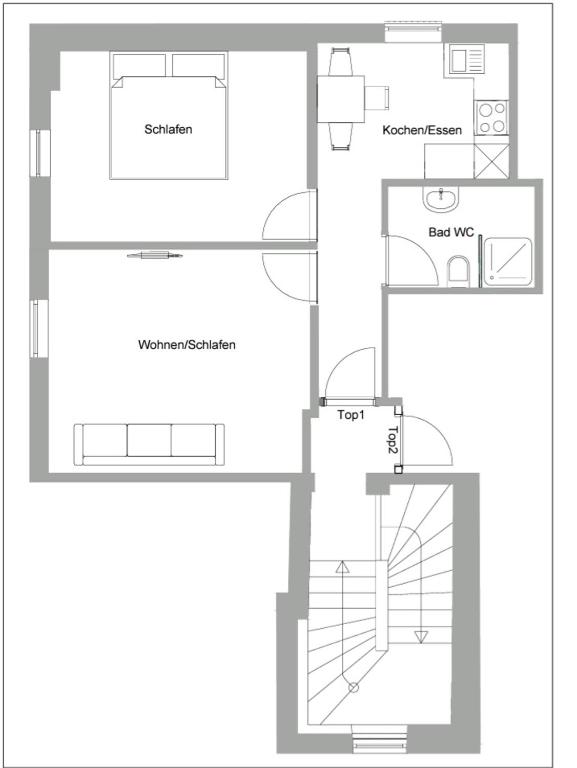Plán poschodí v ubytovaní Idyllische Suite in Zentrumsnähe mit Parkplatz Top 1